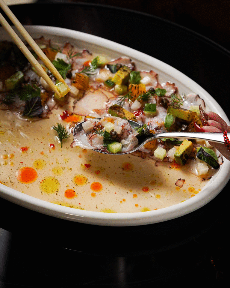 Octopus Carpaccio at Phuc Yea – Vietnamese Fusion with Charred Avocado & Nuoc Cham